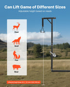Truck Hitch Game Hoist, 300 lbs Load Capacity, Hunting Deer Hoist with 2-inch Receiver, 360-Degree Swivel Shaft & Adjustable Height, Includes Gambrel Winch for Skinning & Cleaning Game