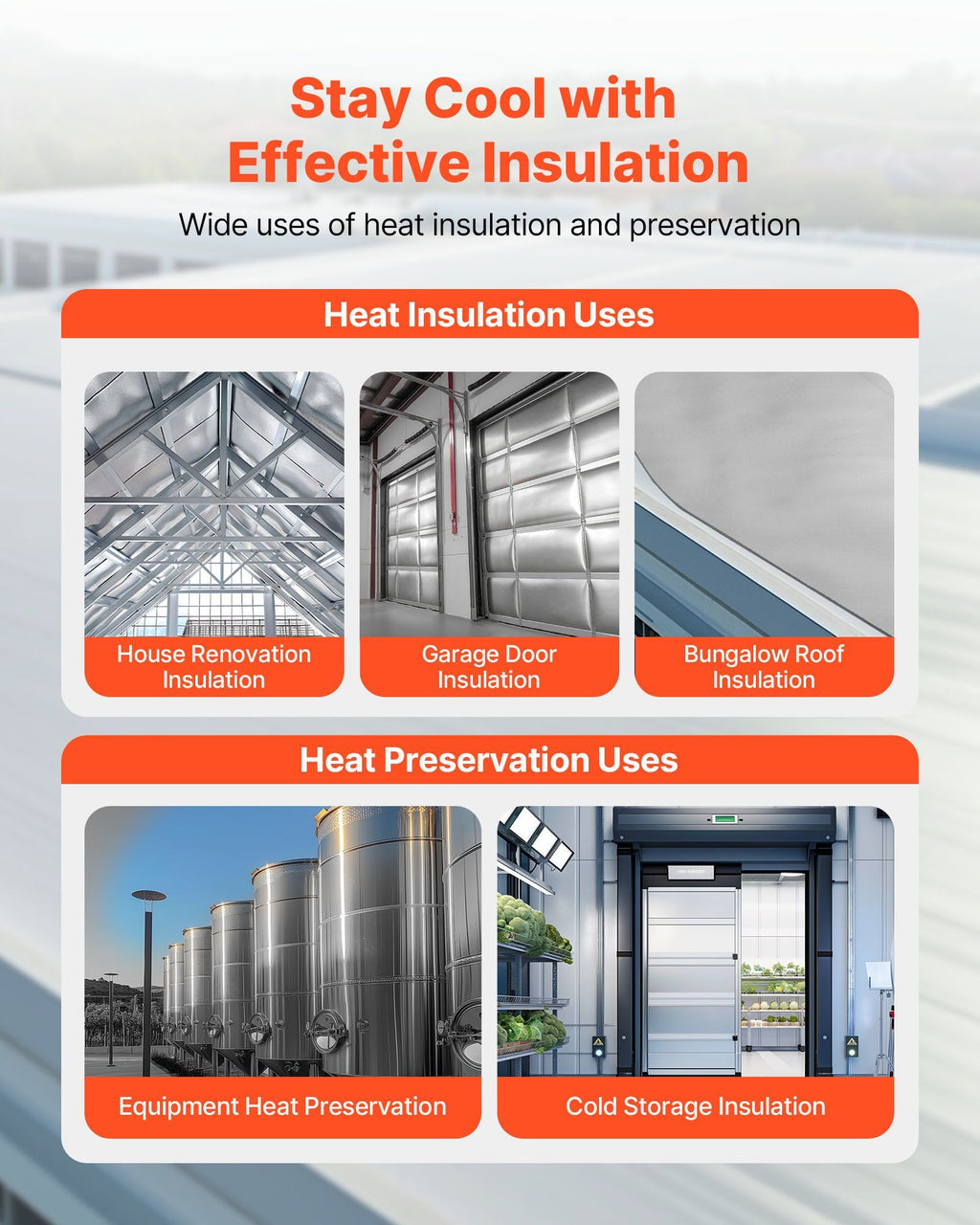 Double Reflective Insulation Roll, Non-Perforated Woven Fabric Radiant Barrier, 0.15mm 38.1m x 1.22m, Double-Sided Aluminum Foil Heat Reflective Shield, Thermal Insulation Roll for Window Roof