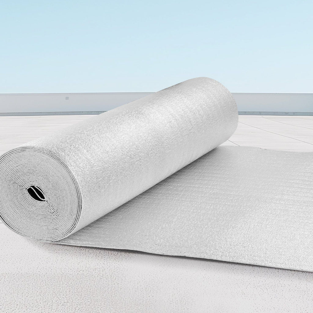 Double Reflective Insulation Roll, Foam Core Radiant Barrier, 3.2 mm 48 in x 50 ft, Double-Sided Aluminum Foil EPE Foam Heat Reflective Shield, Thermal Insulation Roll for Window RV Roof