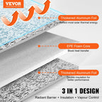 Double Reflective Insulation Roll, Foam Core Radiant Barrier, 5.5mm 48 in x 50 ft, Double-Sided Aluminum Foil EPE Foam Heat Reflective Shield, Thermal Insulation Roll for Window RV Roof