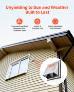 97mm External Extractor Wall Vent Cover, Square AC Vent Gable Cover, Premium Stainless Steel & with Built-in a Protection Screen, for House,Bathroom,Garage,Kitchen,Basement (1 Pack, Silver)