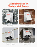 97mm External Extractor Wall Vent Cover, Square AC Vent Gable Cover, Premium Stainless Steel & with Built-in a Protection Screen, for House,Bathroom,Garage,Kitchen,Basement (1 Pack, Silver)