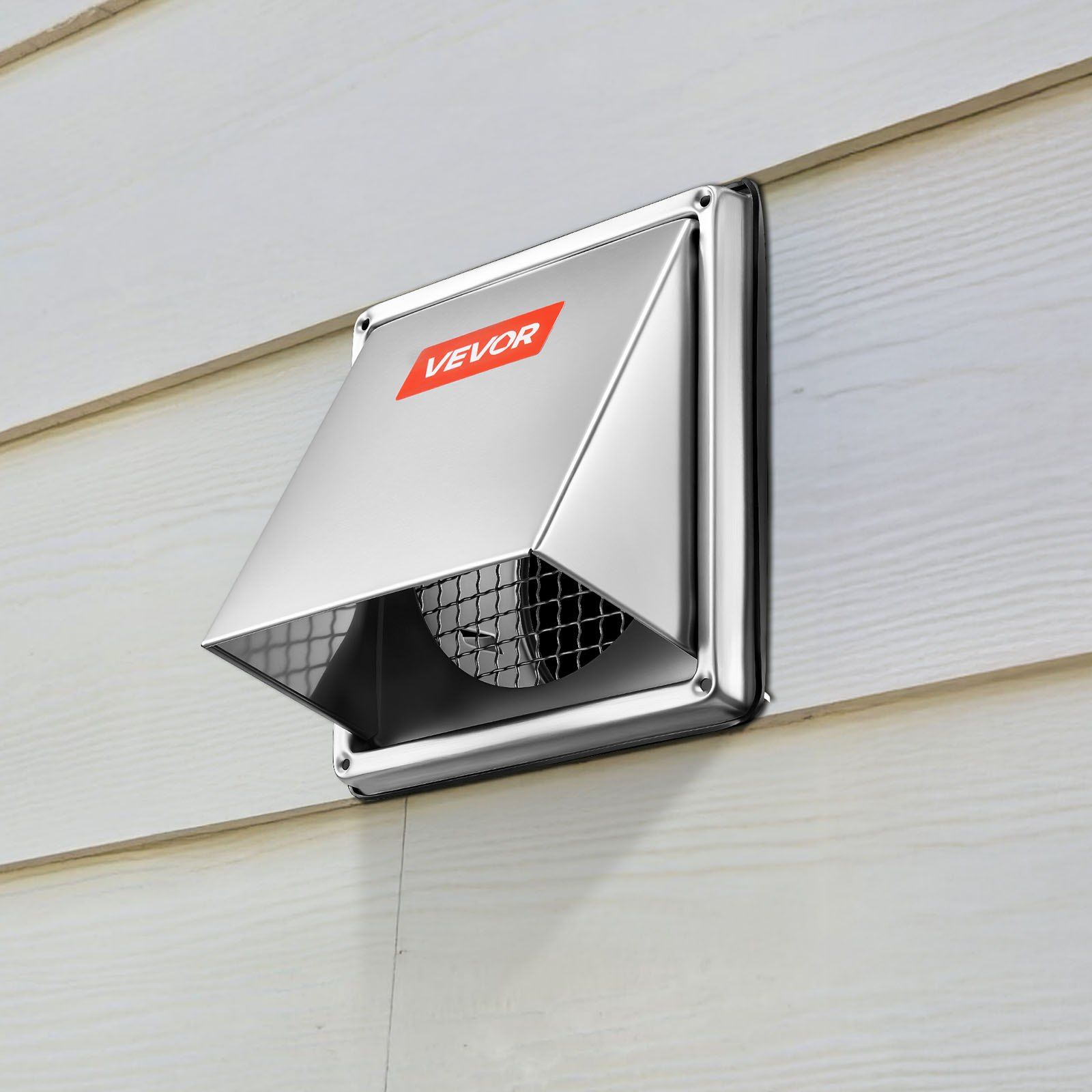 97mm External Extractor Wall Vent Cover, Square AC Vent Gable Cover, Premium Stainless Steel & with Built-in a Protection Screen, for House,Bathroom,Garage,Kitchen,Basement (1 Pack, Silver)