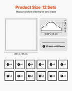 Wall Molding 12 Pack, 51 x 51 cm Wainscoting Panels Kit, Lightweight Paintable Polystyrene, Easy to Install, Waterproof Accent Wall Trim for Interior Décor Living Room, Bedroom, Home, White