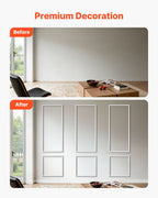 Wall Molding 3 Pack, Wainscoting Panels Kit, Lightweight Paintable Polystyrene, Easy to Install, Waterproof Accent Wide Profile Trim for Interior Living Room, Bedroom,White (61x137 + 61x61 cm)