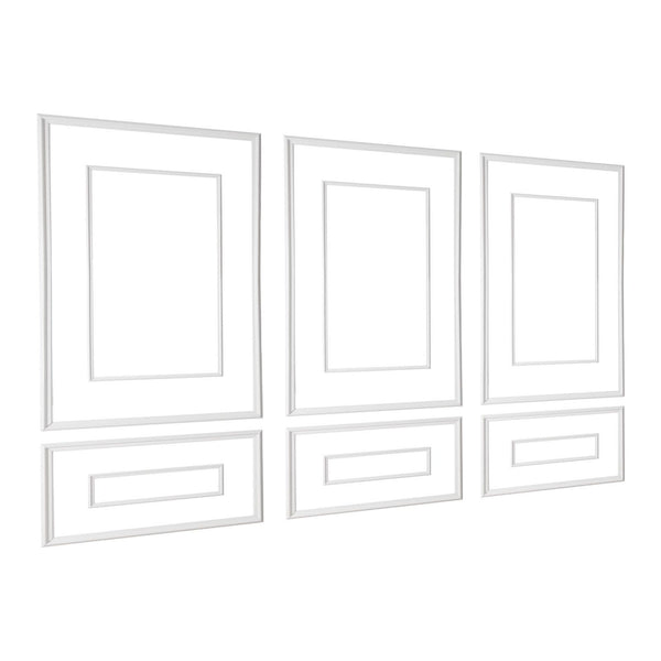 Wall Molding 3 Pack, Wainscoting Panels Kit with Dual-Line Wide & Narrow Profile, Lightweight Paintable Polystyrene, Easy to Install Accent Wall Trim for Interior Living Room, Bedroom,White
