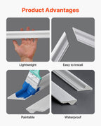 Wall Molding 3 Pack, Wainscoting Panels Kit with Dual-Line Wide & Narrow Profile, Lightweight Paintable Polystyrene, Easy to Install Accent Wall Trim for Interior Living Room, Bedroom,White