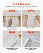 Wall Molding 3 Pack, Wainscoting Panels Kit with Dual-Line Wide & Narrow Profile, Lightweight Paintable Polystyrene, Easy to Install Accent Wall Trim for Interior Living Room, Bedroom,White