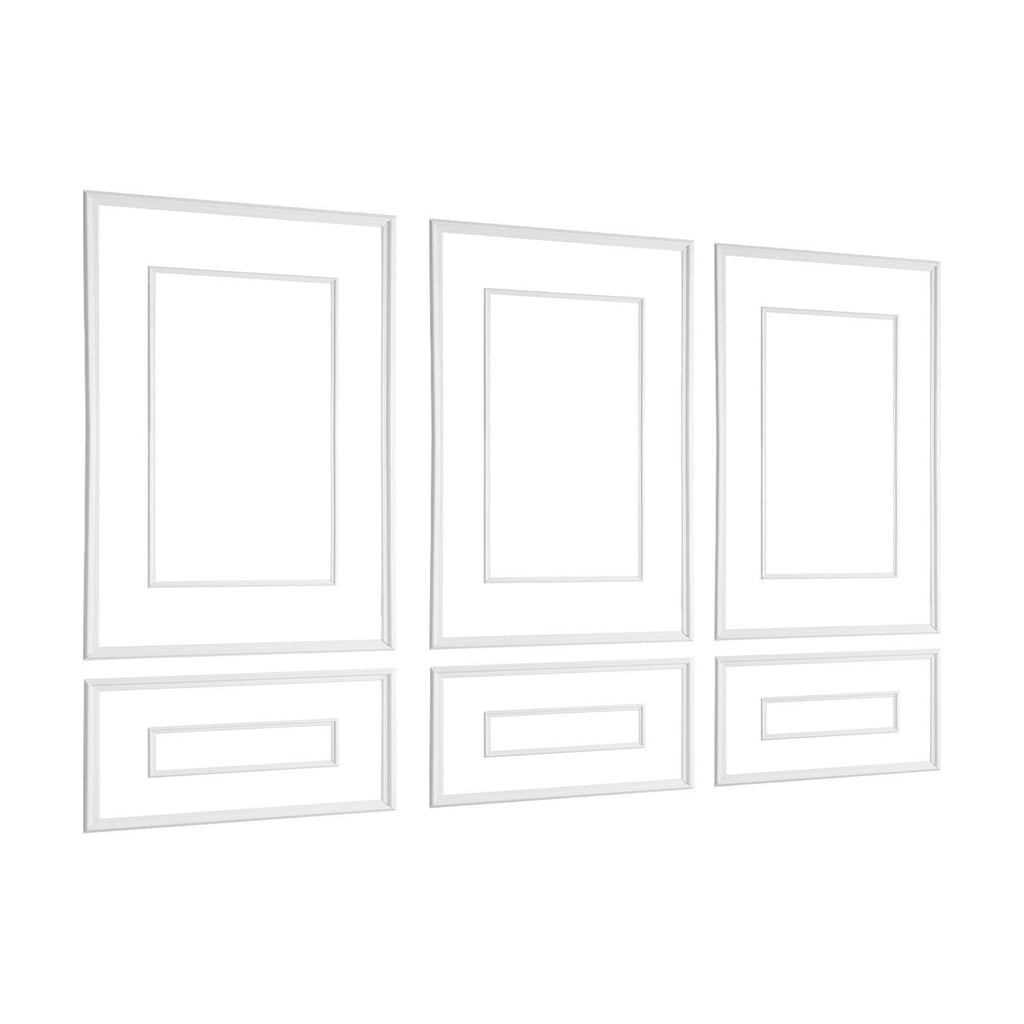 Wall Molding 3 Pack, Wainscoting Panels Kit with Dual-Line Wide & Narrow Profile, Lightweight Paintable Polystyrene, Easy to Install Accent Wall Trim for Interior Living Room, Bedroom,White