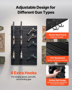 Gun Rack, Wall Mount, Tactical Rifle Shotgun Handgun Storage, Heavy-Duty PVC Panels & Steel Wall Racks, Securely Holds up to 2 Rifles & 4 Pistols, Modular Firearms Gun Gear Accessories Organizer