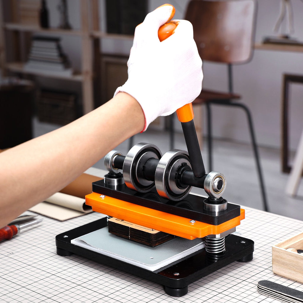 Leather Cutting Machine, 7.1 x 3.9 in Embossing Plate Manual Die Cutter, 0.47 in Pressure Stroke Leather Embossing Machine, Dual Guide Shafts Die Cut Machine for Various of Materials