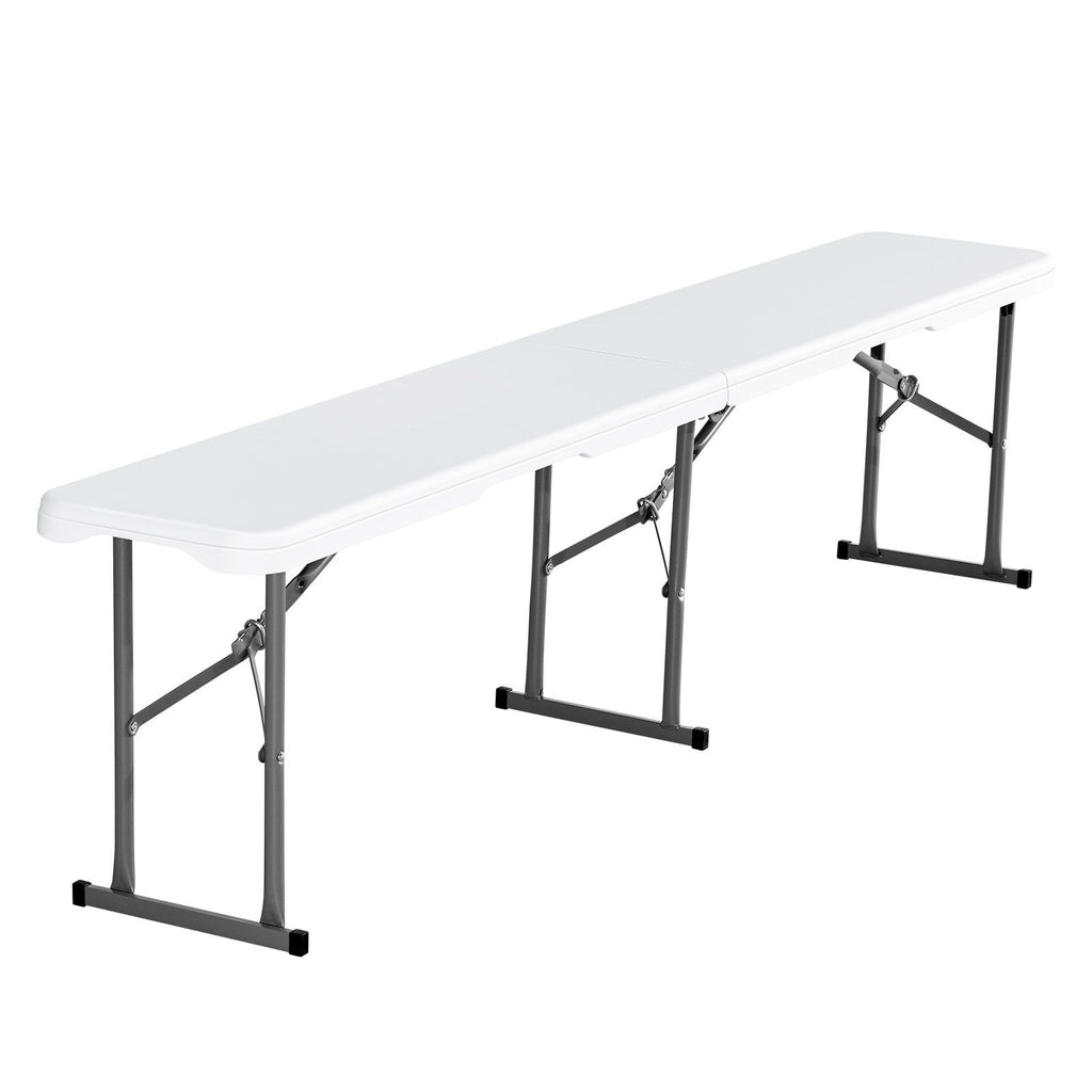 Plastic Folding Bench, 6 ft Portable Bench for Indoor/Outdoor Picnic Party Patio Camping Dining, Foldable Smooth HDPE Seat for Garden Soccer Multipurpose Entertaining Activities, 2 Pack, White