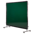 Welding Screen with Frame, 3-Panel 1.74 x 2.34m Welding Curtain Screen, Flame-Resistant Vinyl Protection Screens with 12 Wheels & 6-Level UV Protection for Workshop/Industrial Use, Dark Green