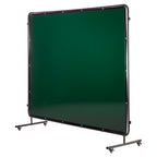 Welding Screen with Frame, 3-Panel 1.74 x 2.34m Welding Curtain Screen, Flame-Resistant Vinyl Protection Screens with 12 Wheels & 6-Level UV Protection for Workshop/Industrial Use, Dark Green