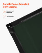 Welding Screen with Frame, 3-Panel 1.74 x 2.34m Welding Curtain Screen, Flame-Resistant Vinyl Protection Screens with 12 Wheels & 6-Level UV Protection for Workshop/Industrial Use, Dark Green