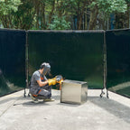 Welding Screen with Frame, 3-Panel 1.74 x 2.34m Welding Curtain Screen, Flame-Resistant Vinyl Protection Screens with 12 Wheels & 6-Level UV Protection for Workshop/Industrial Use, Dark Green
