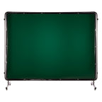 Welding Screen with Frame, 3-Panel 1.74 x 2.34m Welding Curtain Screen, Flame-Resistant Vinyl Protection Screens with 12 Wheels & 6-Level UV Protection for Workshop/Industrial Use, Dark Green