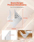 Hurricane Ties for Rafter, Inner Size 5.31x1.57x2.48 in / 135x40x63 mm, Heavy Duty Hurricane Straps, Heavy Duty Rafter Ties Brackets Joist Hangers for Roof Beam Wooden Construction, 25 Pcs