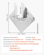 Hurricane Ties for Rafter, Inner Size 5.31x1.57x2.48 in / 135x40x63 mm, Heavy Duty Hurricane Straps, Heavy Duty Rafter Ties Brackets Joist Hangers for Roof Beam Wooden Construction, 25 Pcs