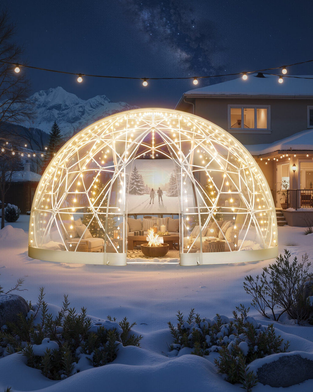 Garden Dome Tent, 2.9 x 1.75 m Outdoor Clear Bubble Tent for 2-4 Person, Weatherproof Geodesic Dome Greenhouse with Window, PVC Igloo Tents for Backyard Patios Camping Party Wedding