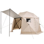 Pop up Gazebo Screen Tent, 3.6x3.6 m, 13-Sided Spherical Camping Canopy Tent with Removable Top & Carry Bag, Quick-Set & Bite-Proof, Screen House Sun Shelter for 8-10 Persons, Beige