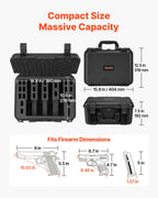 Hard Pistol Case, Heavy Duty Hard Gun Case with XPE Foam Lining, Waterproof Pistol Storage Box with Customizable Interior & Handle for Gun, Lenses, Camera, Gear, TSA Compliant, 404x319x192 mm