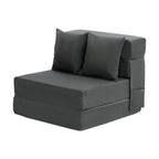 Folding Sofa Bed, 3-in-1 Foldable Couch Bed with 2 Pillows and Washable Cover, 25D High Density Memory Foam Convertible Sleeper Chair Bed, Futon Couch for Living Room, Bedroom, Dark Grey(Single)
