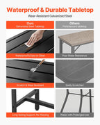 Outdoor Bar Table, 120 x 37.5 cm Patio Bar Table, Waterproof Top & Sturdy Metal Frame, Rectangle Counter Height Dining Tables, Outdoor Furniture for Balcony, Yard, Hot Tub, Poolside, Indoor