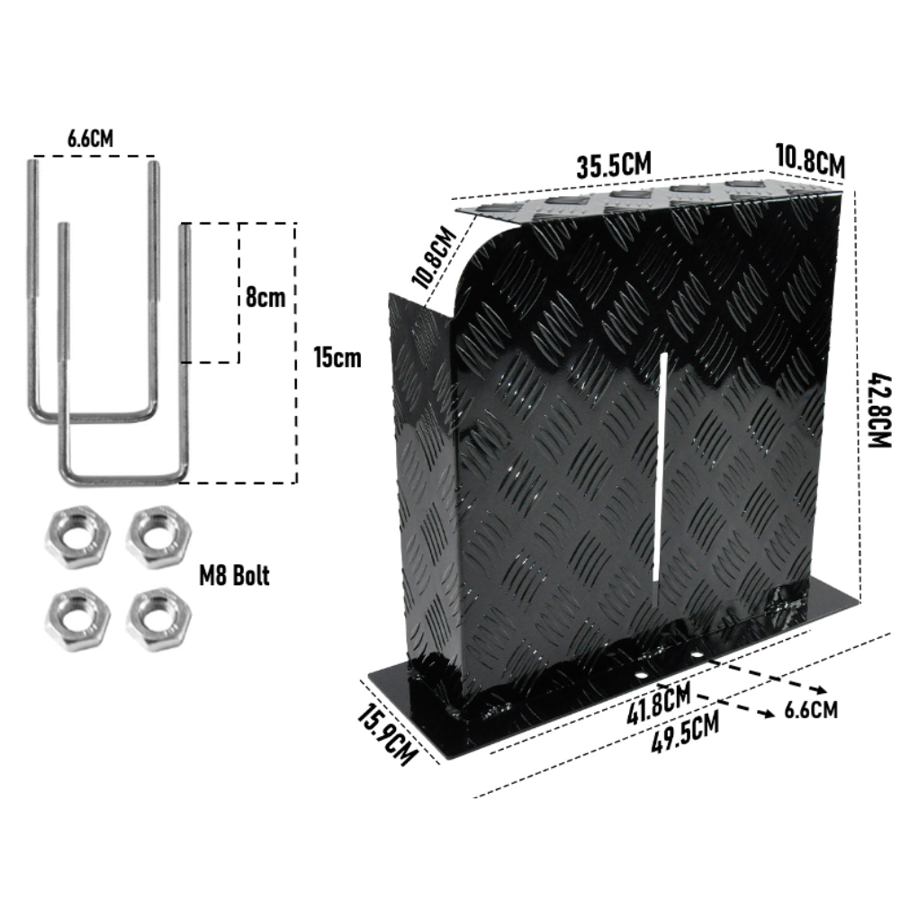 Alpen Outdoor Base Mount 2mm Thickness Aluminium Diesel Heater Fuel Tank Cover Left for 10L 15L Fuel Tank Black