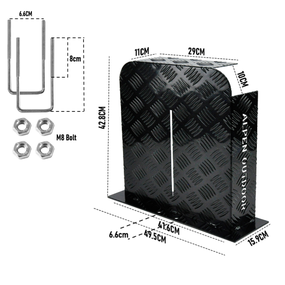 Alpen Outdoor Base Mount 2mm Thickness Aluminium Diesel Heater Fuel Tank Cover Double Side for 10L 15L Fuel Tank Black