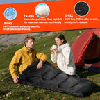 Detachable Double Sleeping Bag with 2 Pillows Queen Size– 2-in-1 Convertible Design Waterproof Warm Lightweight for Camping Hiking & Outdoor Use