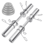 Olympic Barbell Bar 50cm Heavy Duty Dumbbell Handles Pair of Steel 100kg Weight Capacity with Spring Collars for 2" Olympic Weight Plate Strength Training