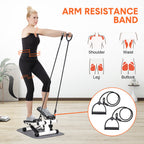 Mini Stepper Home Office Stair Stepper Machine with Resistance Bands and LCD Monitor for Full Body Workout Cardio Exercises Calves Trainer Calf Stretch