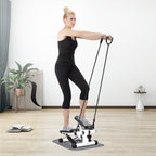 Mini Stepper Home Office Stair Stepper Machine with Resistance Bands and LCD Monitor for Full Body Workout Cardio Exercises Calves Trainer Calf Stretch