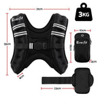Everfit 3kg Weighted Vest Men Women, Reflective Running Vest with Armband Pouch