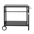 Weisshorn BBQ Camp Party Table, Garden Backyard Outdoor Cart Stainless Steel Prep Table Mobile Kitchen Trolley Heavy Duty with Wheels Tank Holder Hooks, Black