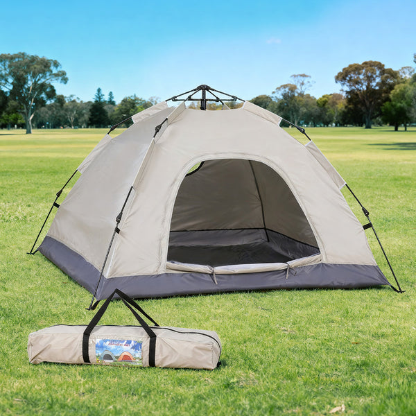 Beige Instant Pop Up Camping Tent for Outdoor Hiking