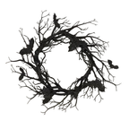 Halloween Wreath Bat Black Branch With Red LED
