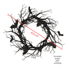 Halloween Wreath Bat Black Branch With Red LED