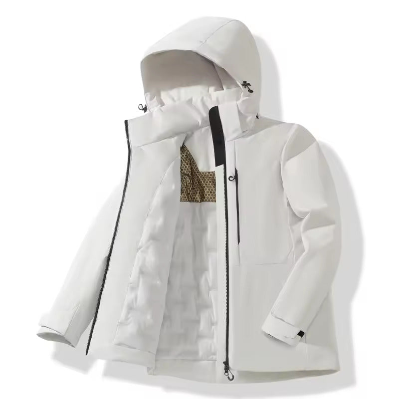 3XL Fleece Jacket with Waterproof Windproof (White)