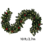Christmas Garland Rattan with Red Lights
