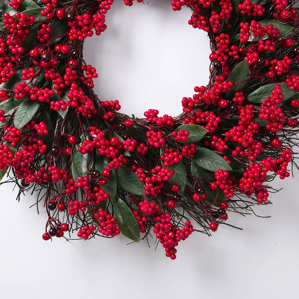 Christmas Wreath Front Door Red Berry Pine
