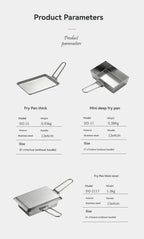 Fry Pan Stainless Steel Portable Thickened Camping Cookware