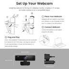 Webcam USB 1080p 60fps Full HD with Microphone