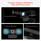 Webcam USB 1080p 60fps Full HD with Microphone