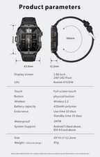 Smart Watch Men Rugged Outdoor Waterproof Bluetooth Call