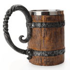 Best Beer Mug Stainless Steel Double Wall Viking Wood Style | Buy Online at Furniture Things Australia