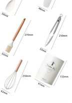 Utensil Set Silicone Non Stick Wooden Handle