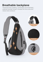 Sling Bag Crossbody Water-Repellent USB Travel